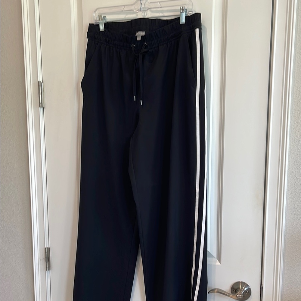Talbots Black and White Track Pants with Elastic Waistband